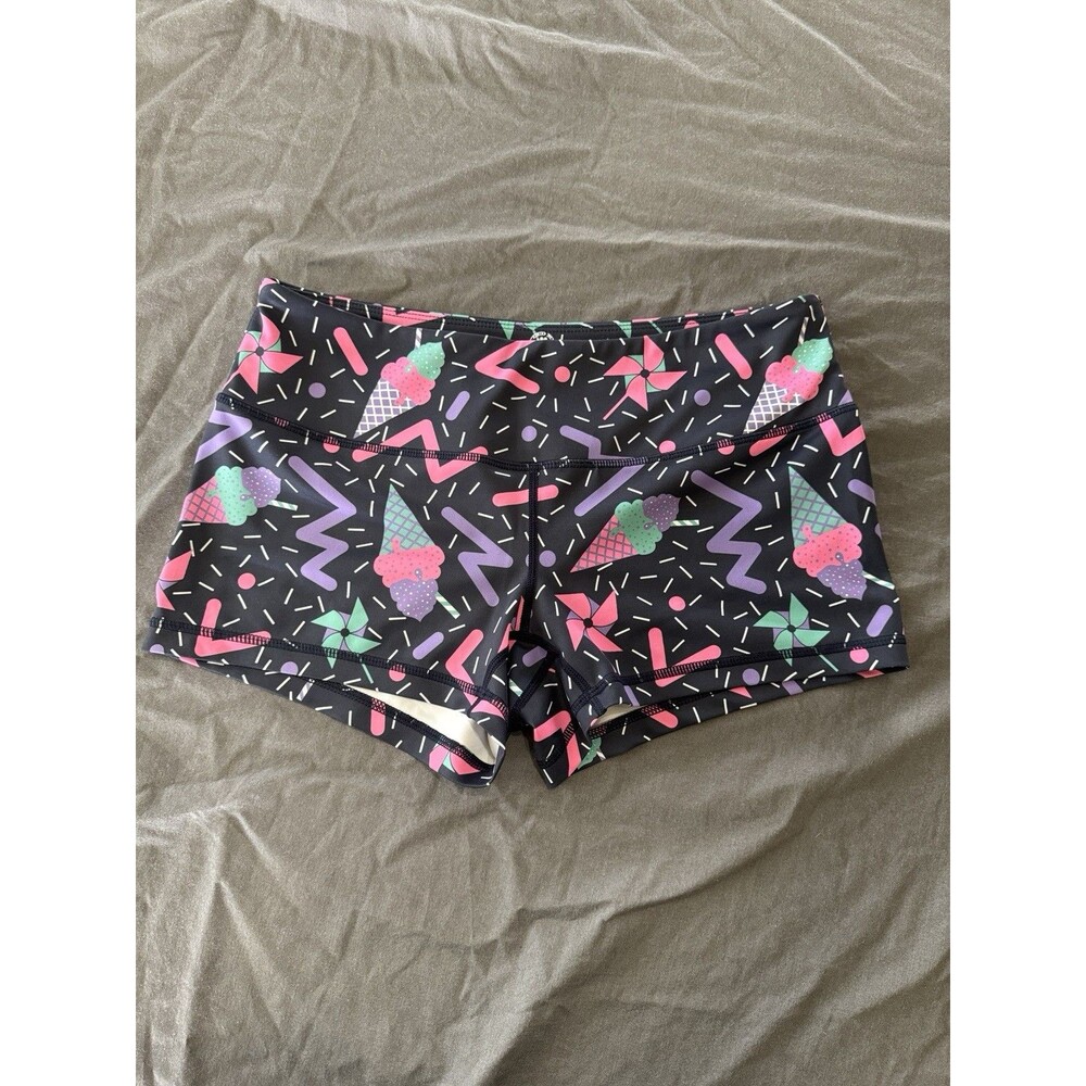 Feed Me Fight Me Women’s Athletic Yoga Workout Lifting Ice Cream Shorts Size M